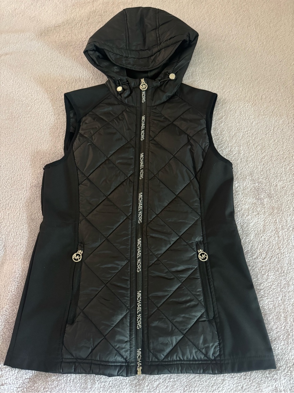 Michael Kors Women’s Black Quilted Hooded Vest